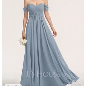 A-Line Off-the-Shoulder Floor-Length Chiffon Bridesmaid Dress With Ruffle